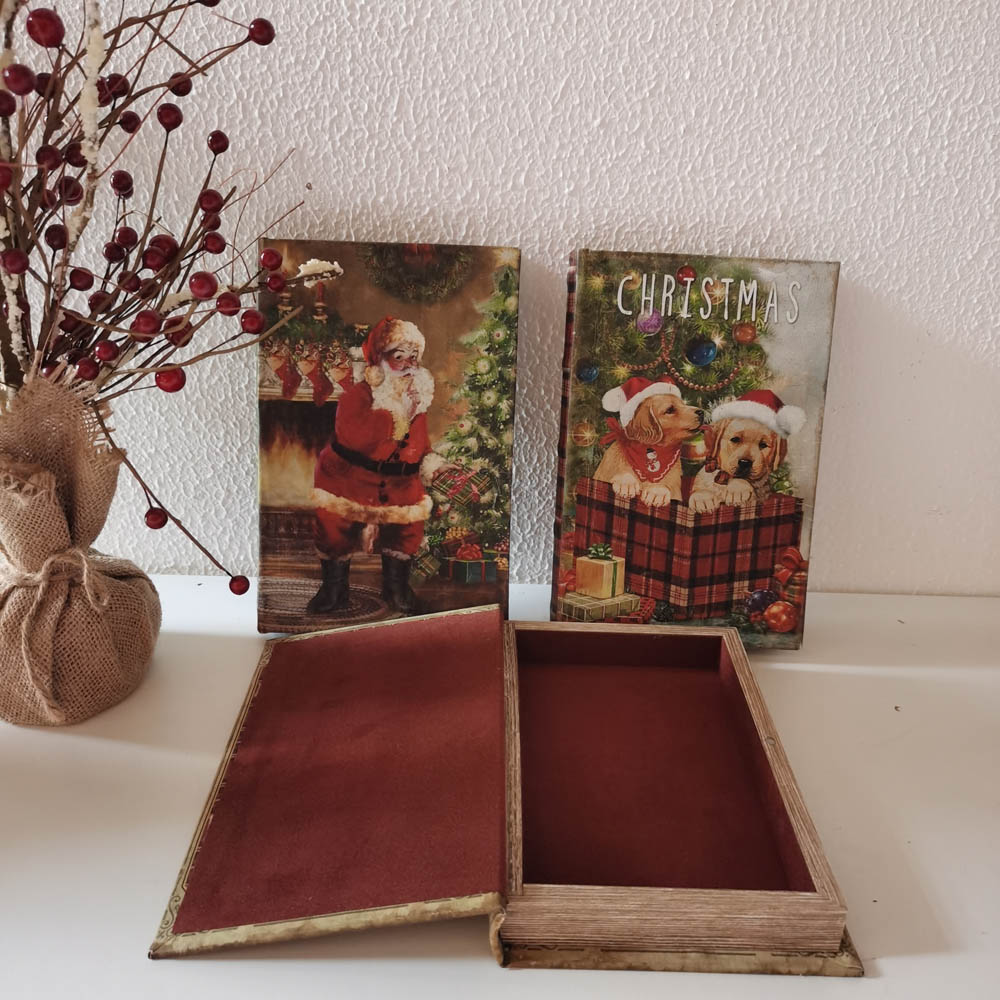 [OFFICIAL] Glitzhome 3 Piece Decorative Vintage Book Shaped Christmas Book Box Set,Same Size