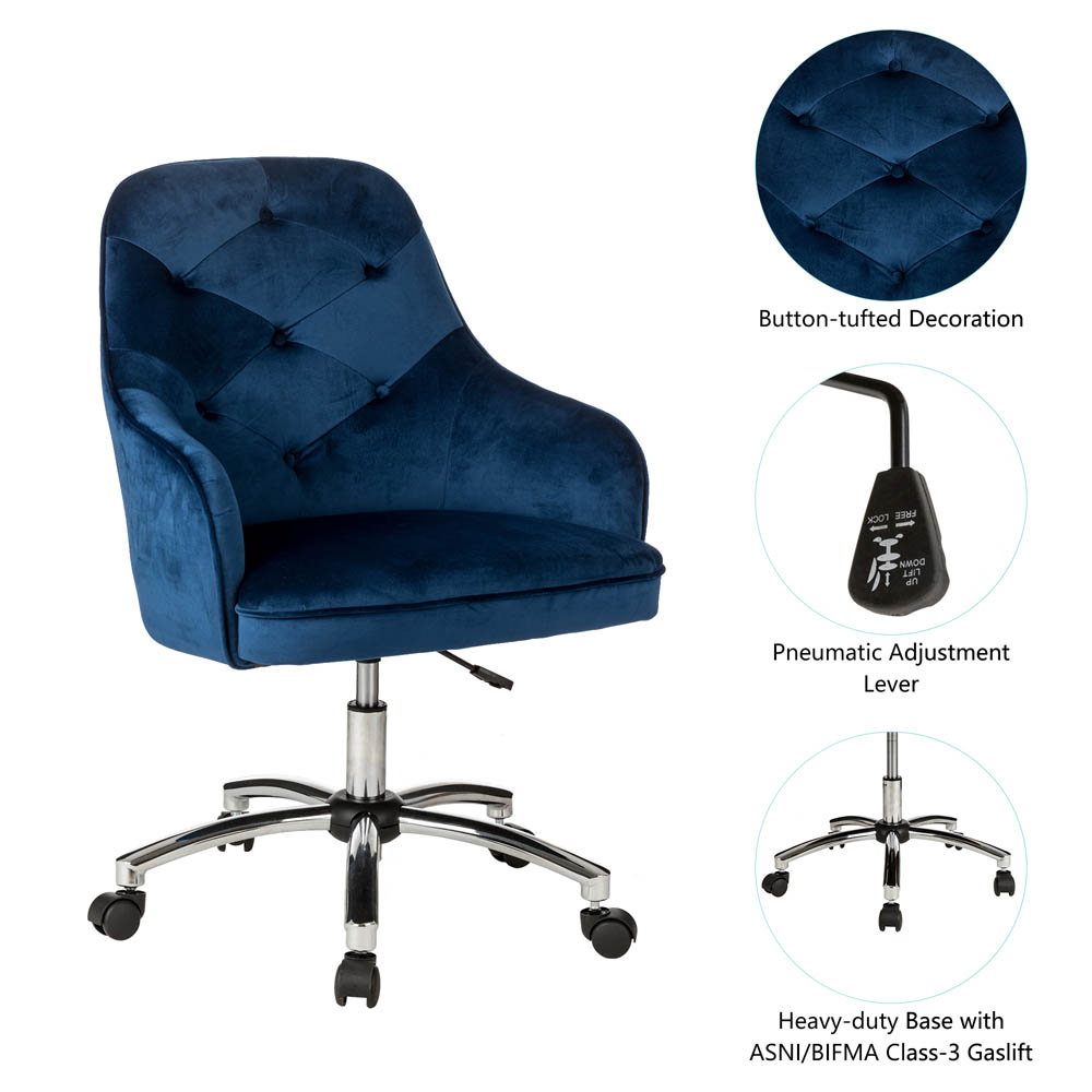velvet blue office chair