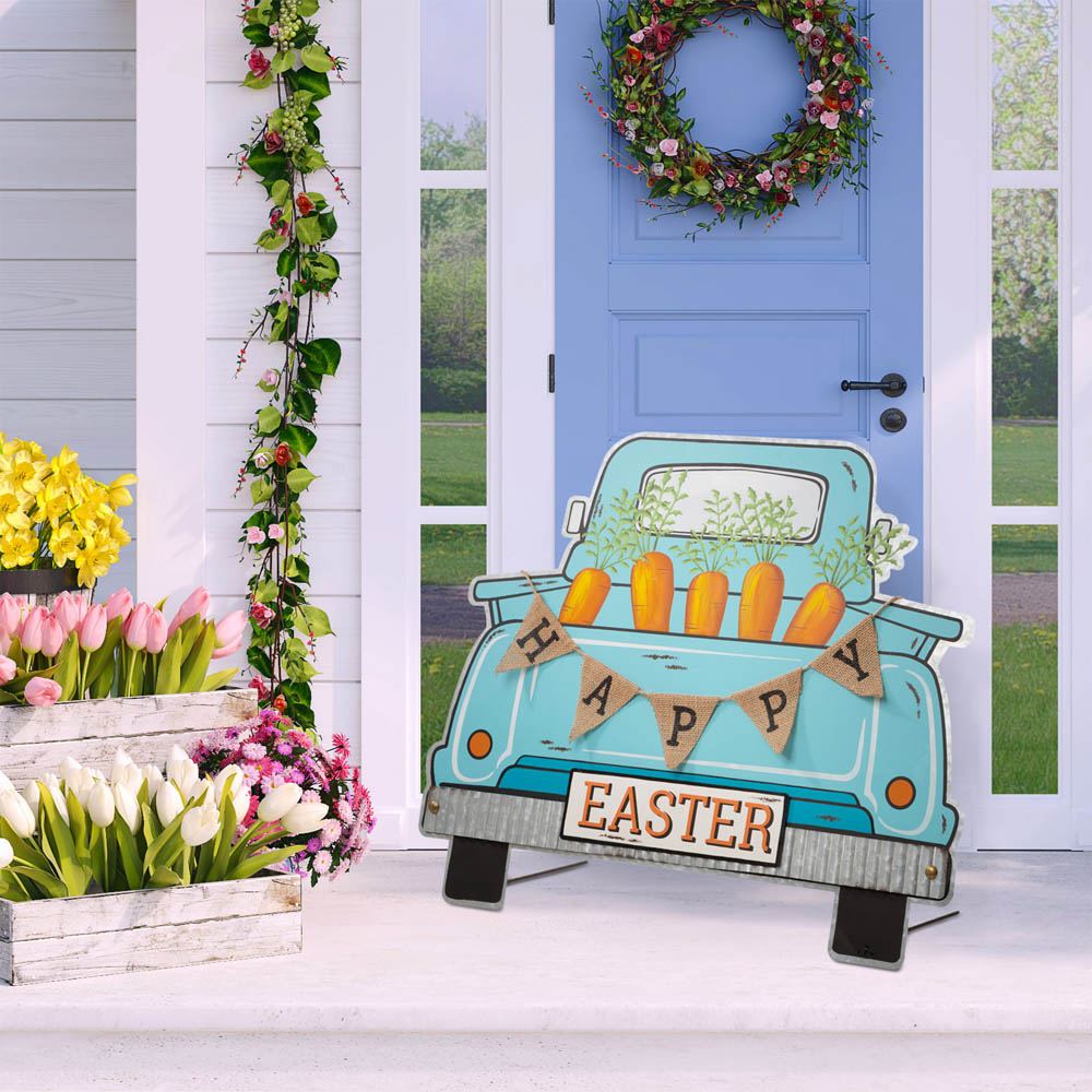 [OFFICIAL] Glitzhome 26"H Easter Metal Truck Yard Stake or Wall Décor or Standing Decor (KD
