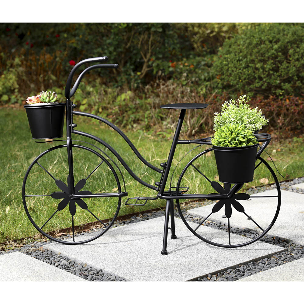 [OFFICIAL] Glitzhome 26"H Hand Painted Black Metal Bicycle Plant Stand