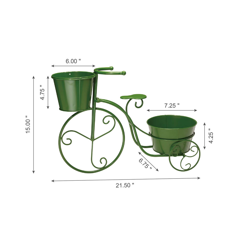 [OFFICIAL] Glitzhome 15"H Hand Painted Green Metal Bicycle Plant Stand