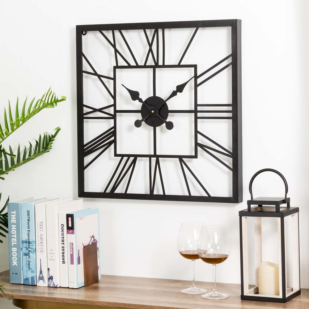[OFFICIAL] Glitzhome 23.00"L Black Metal Square Wall Clock
