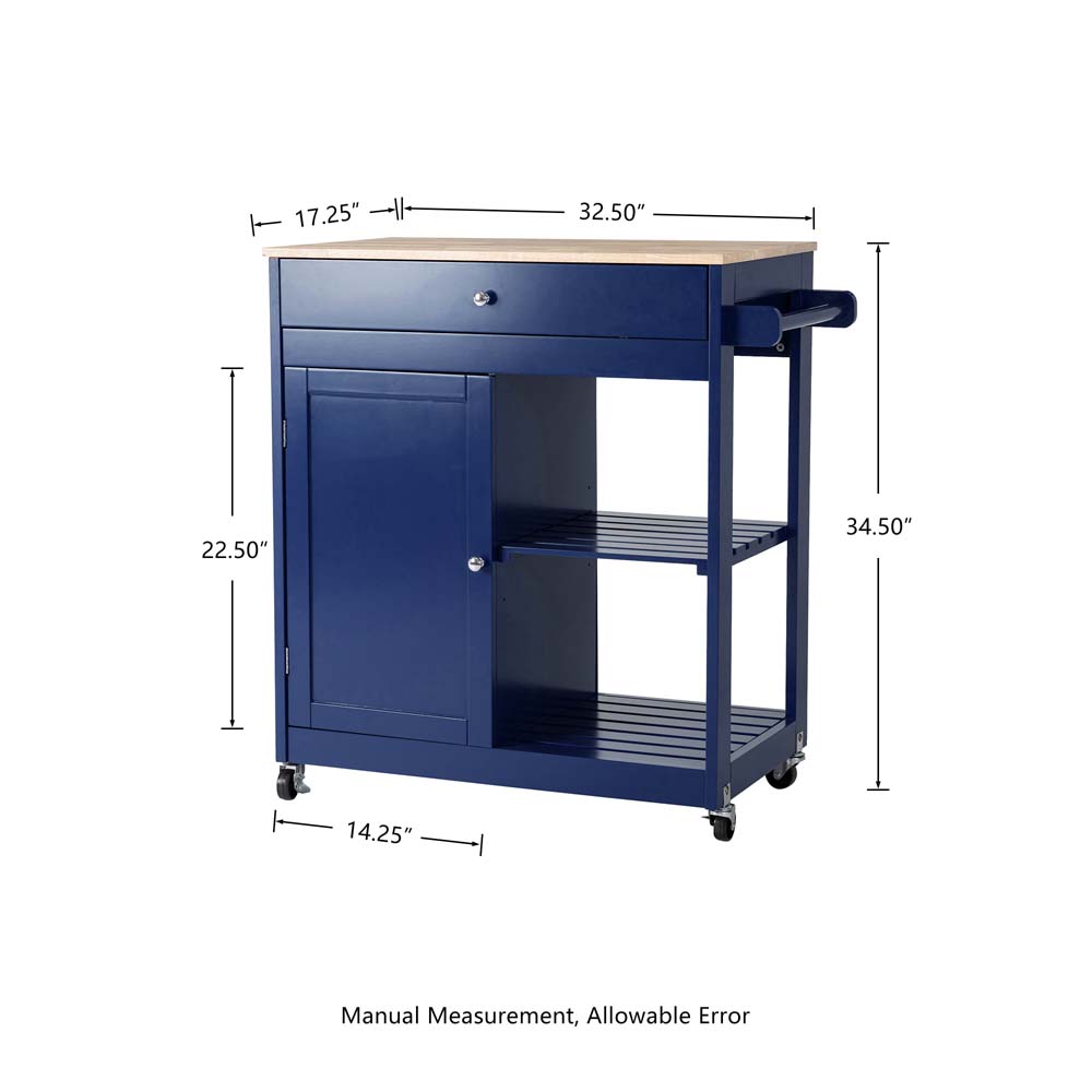 [OFFICIAL] Glitzhome 34.25"H Navy Blue Wooden Basic Kitchen Cart/Island