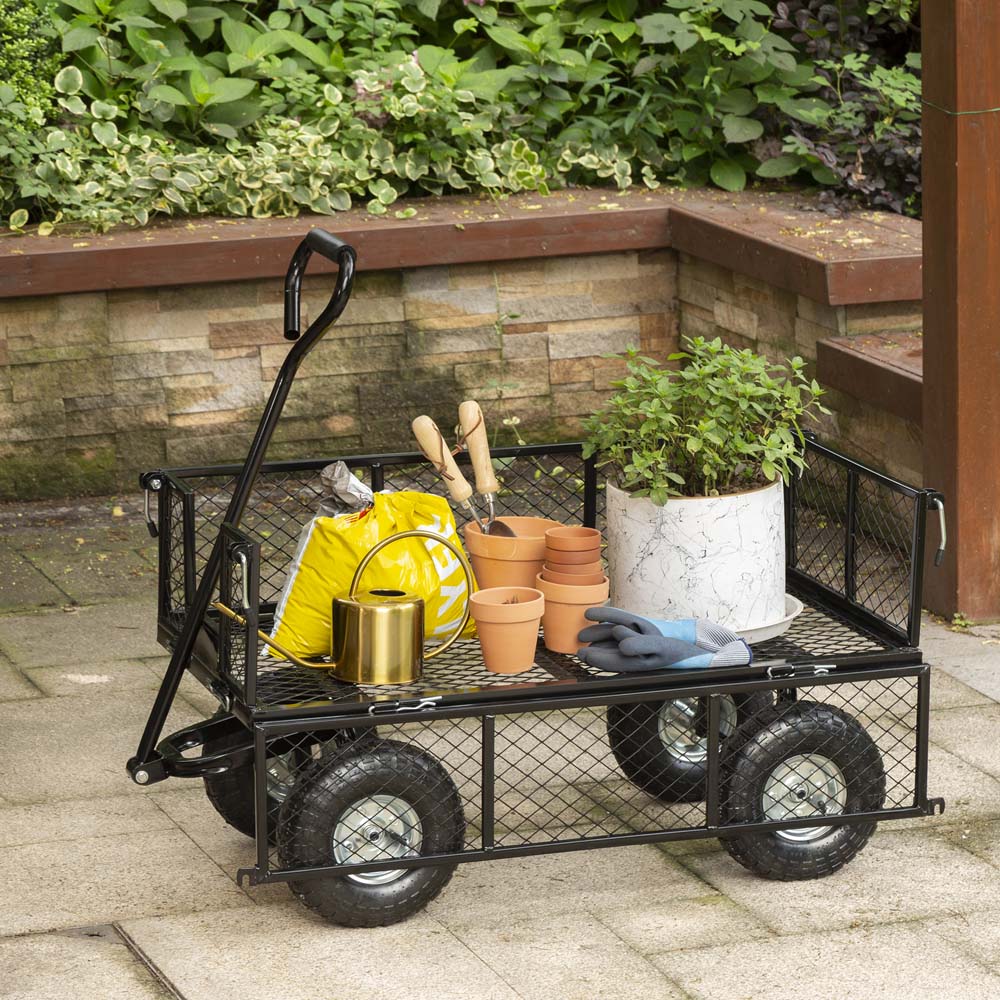 [OFFICIAL] Glitzhome Heavy Duty Black Steel Utility Garden Cart, 550