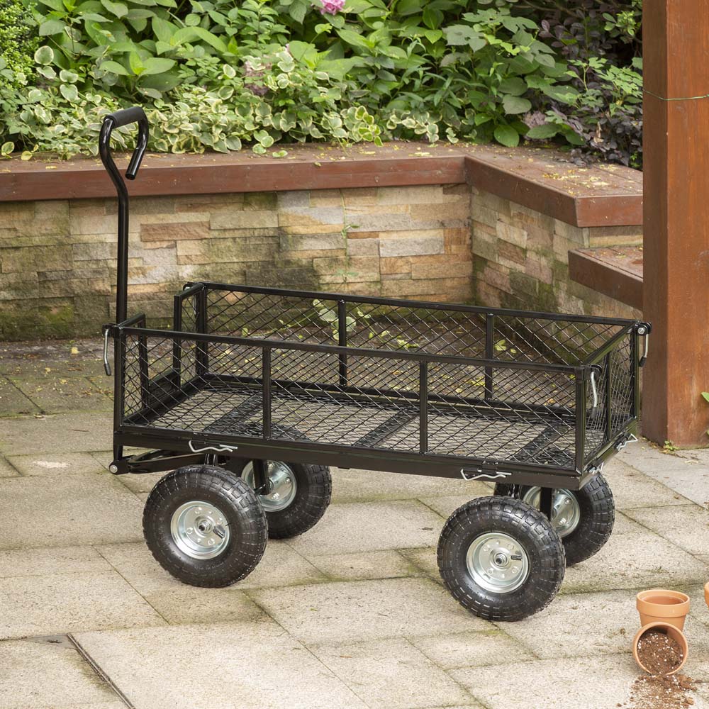 [OFFICIAL] Glitzhome Heavy Duty Black Steel Utility Garden Cart, 550 lbs Weight Capacity