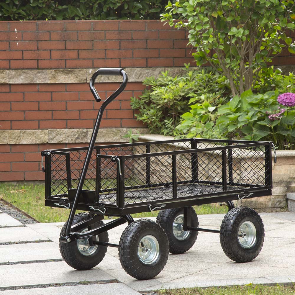 [OFFICIAL] Glitzhome Heavy Duty Black Steel Utility Garden Cart, 550 lbs Weight Capacity