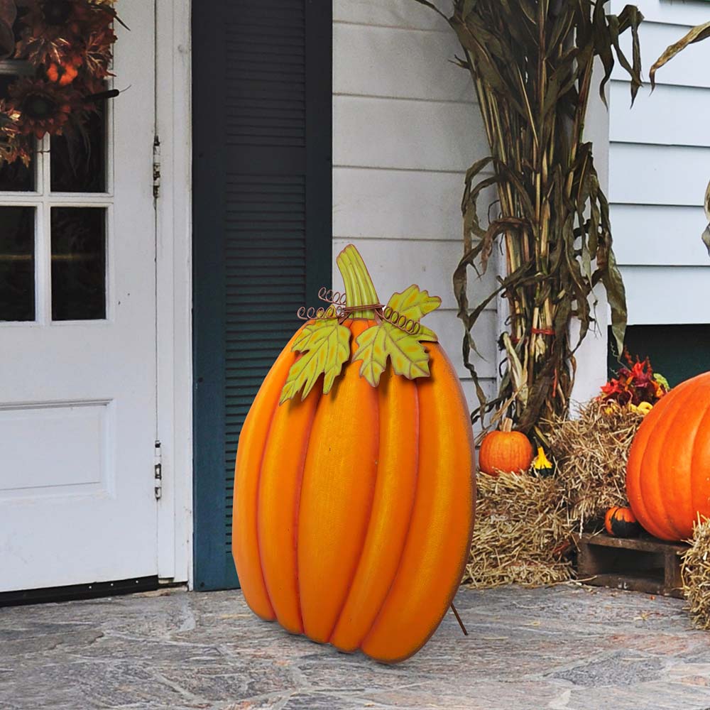 metal pumpkin yard art