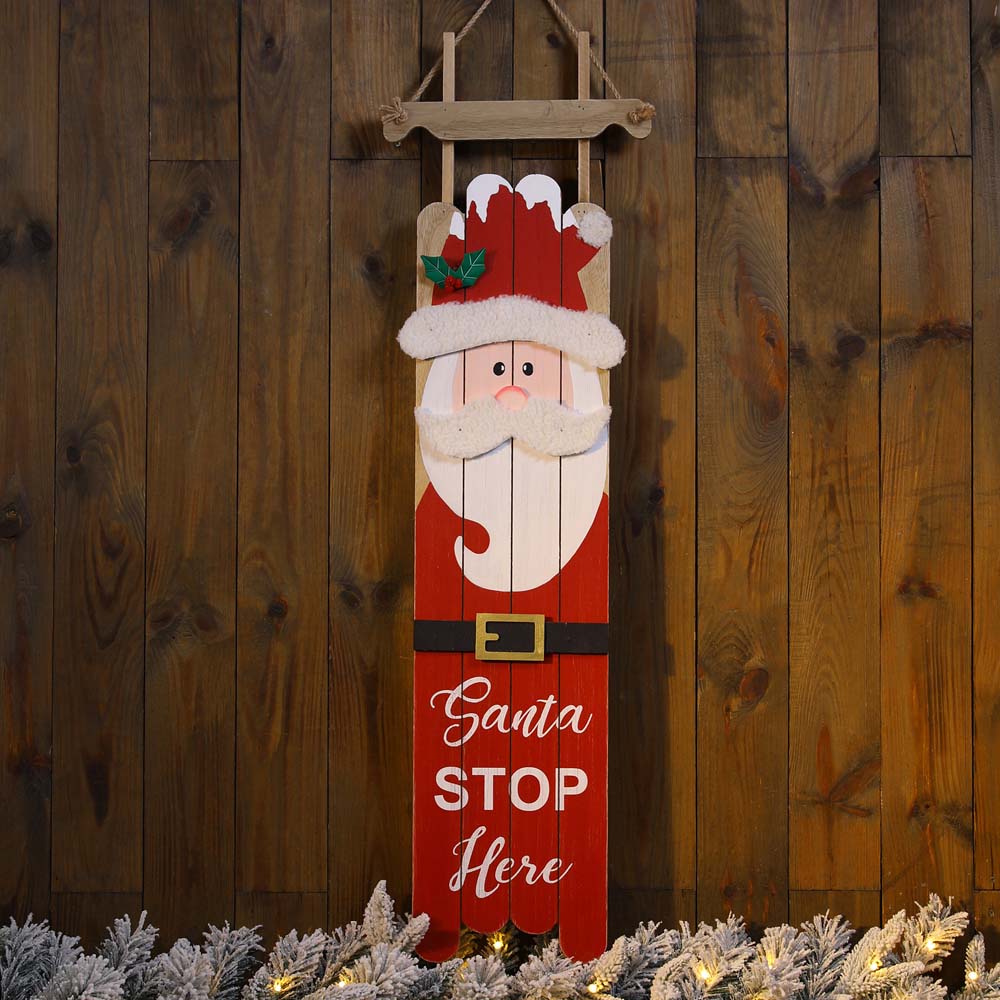 [OFFICIAL] Glitzhome 42"H Wooden Sleigh Santa Porch Sign Board