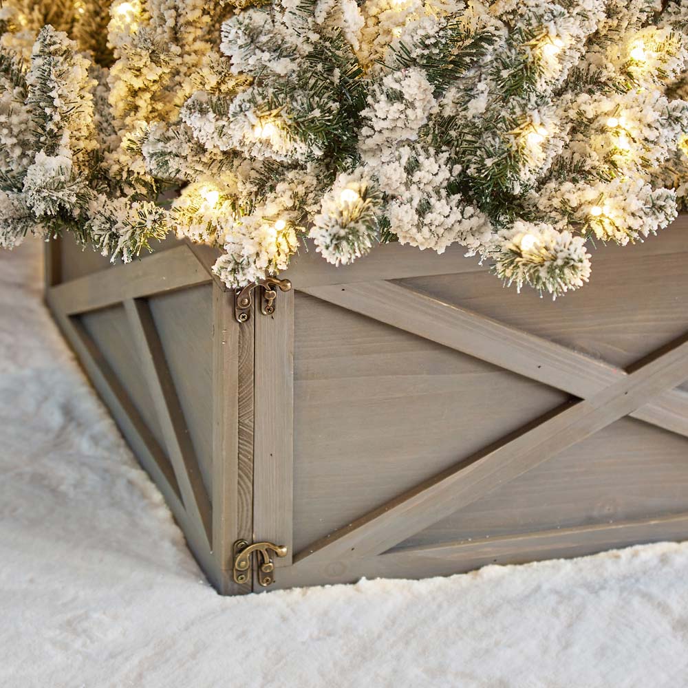 [OFFICIAL] Glitzhome 22"L Warm Gray Wooden Christmas Tree Collar