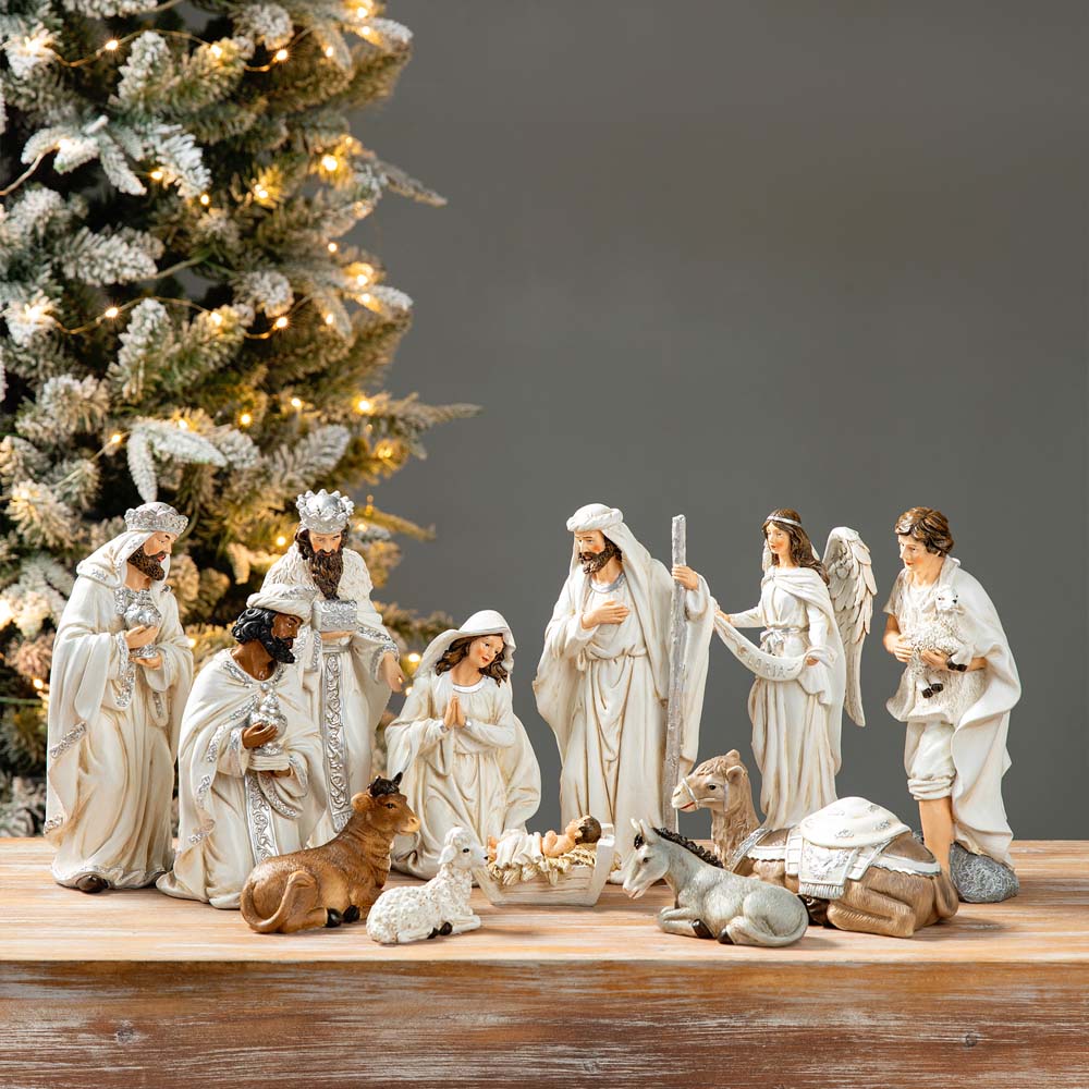 [OFFICIAL] Glitzhome 12pcs Ivory Resin Nativity Scene Figurine Set