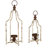 Glitzhome Set Of 2 Farmhouse Rustic Metal Lantern (Large and Small)